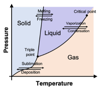 Figure 2. The triple point and critical point in lyophilization