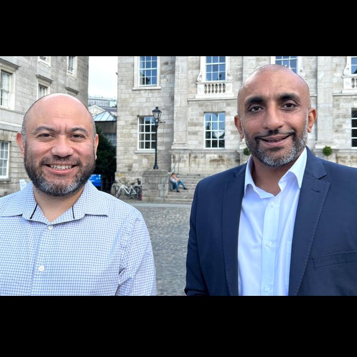 Acceelix's Hiren Patel (Head Sales EMEA) and Christian Aguilera-Sandoval (Applications Manager) being interviewed at Trinity College Dublin