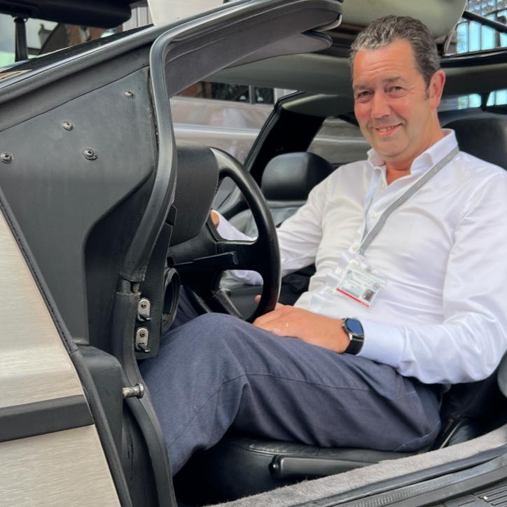 aCGT Vector, CEO and Co-Founder, Gary McCauslen enjoying the DeLorean.