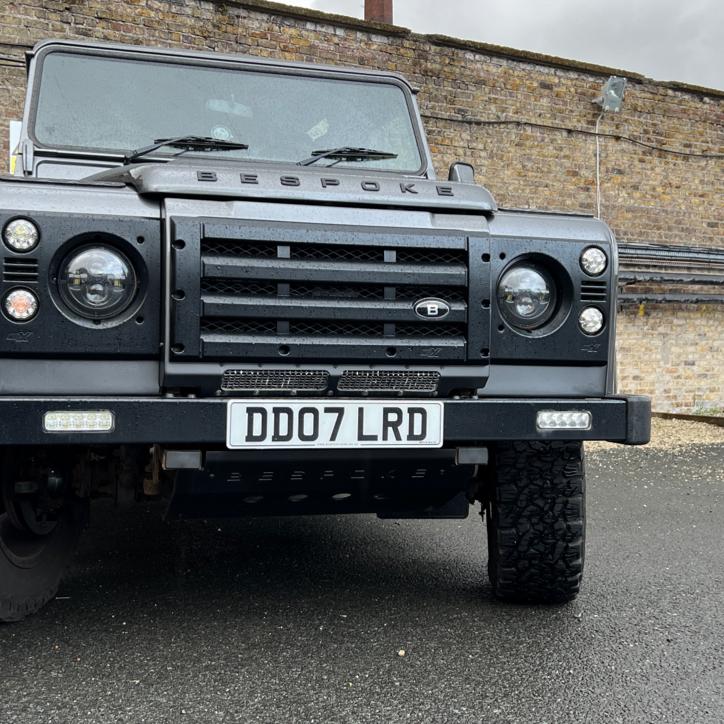 Ready to roll. The team's Land Rover outside the Data Hub building.