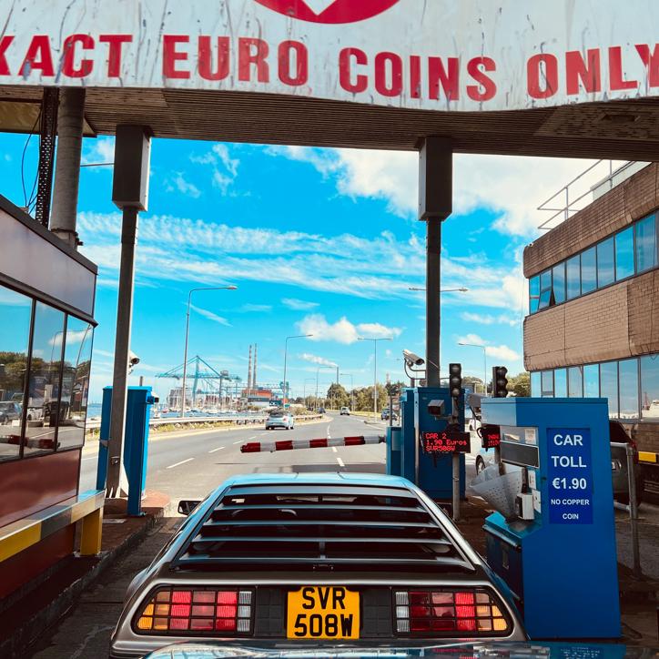Who's got a Euro? Paying the toll for the Dublin Port Tunnel.