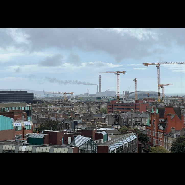 Admiring the industry and bustle of Dublin from the IDA Ireland balcony.