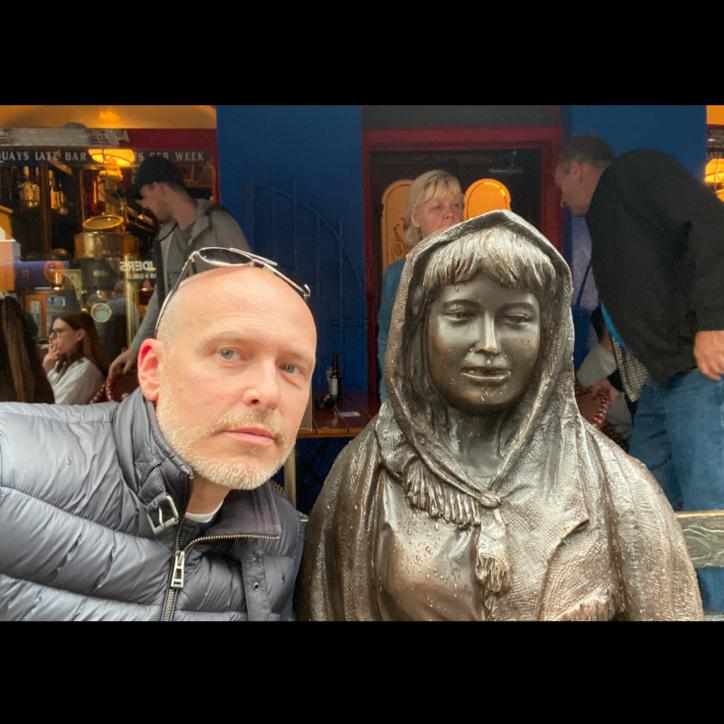 Phill grabbing a selfie with the inspiration for the famous song, Galway Girl.