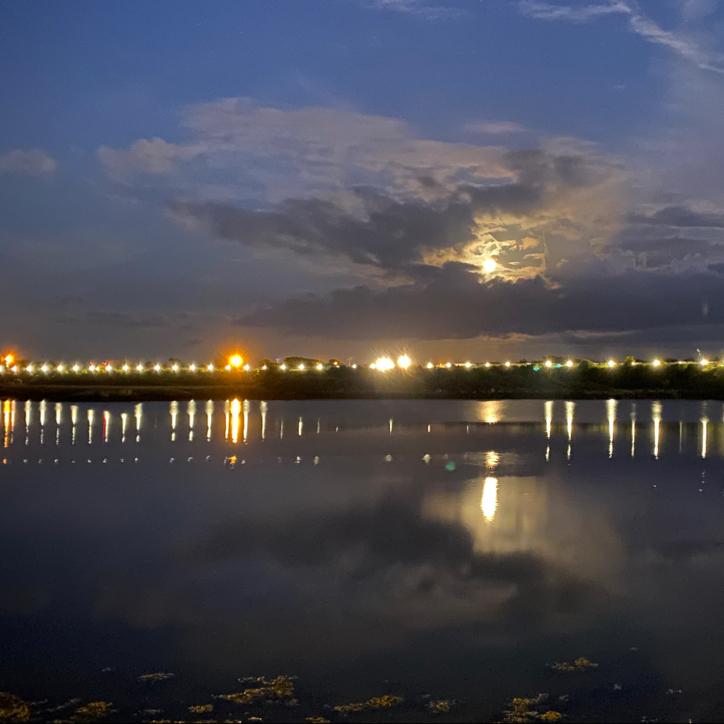 Moonlight and reflections in Galway.