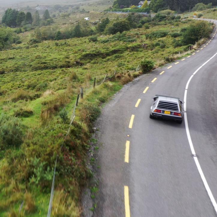 The drone trying to keep up with Mark and Phill on the Ring of Kerry. 