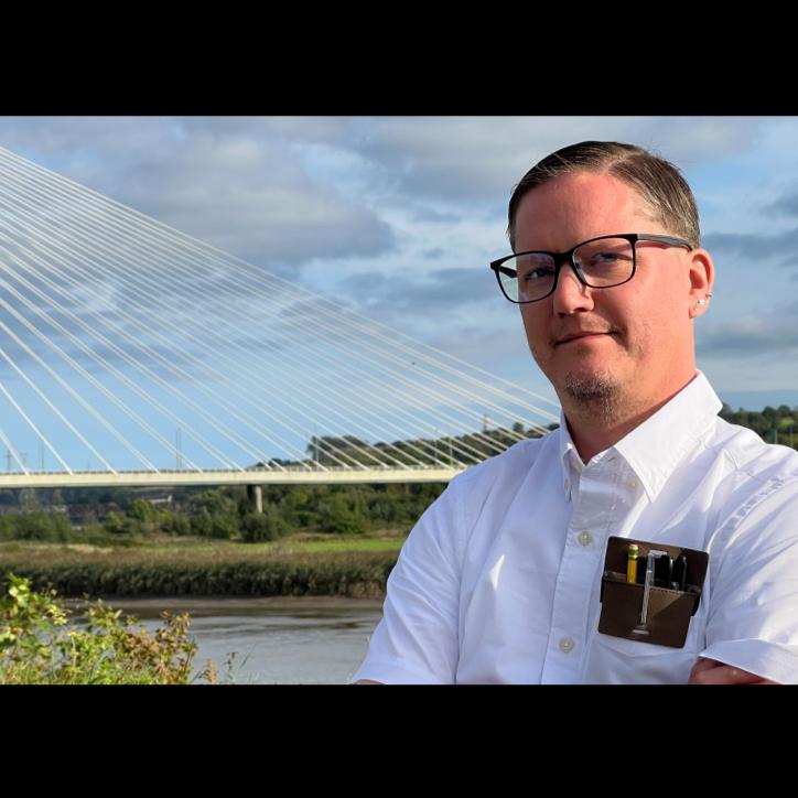 Lucas Visser, our Photog-in-Chief, at the River Suir Bridge.