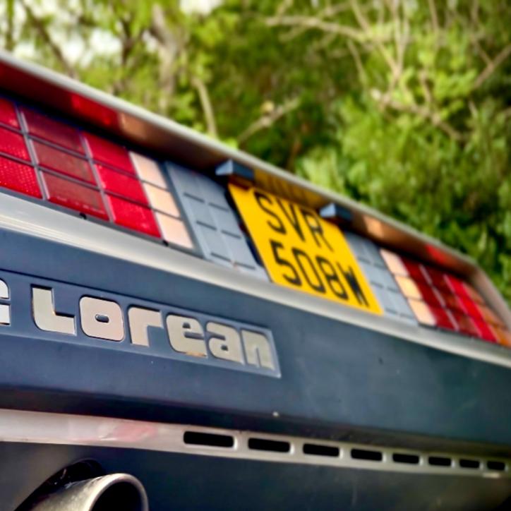 Up close and personal with the DeLorean.