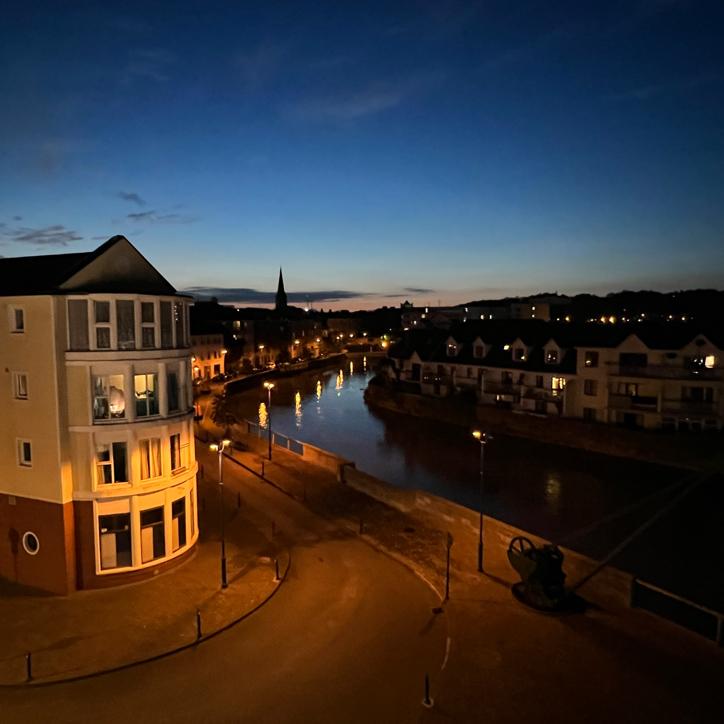Enjoying the evening view from the Marina Hotel in Waterford.