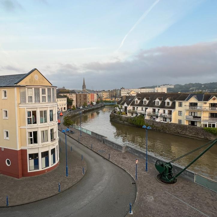 And, of course. enjoying the morning view from the Marina Hotel in Waterford.