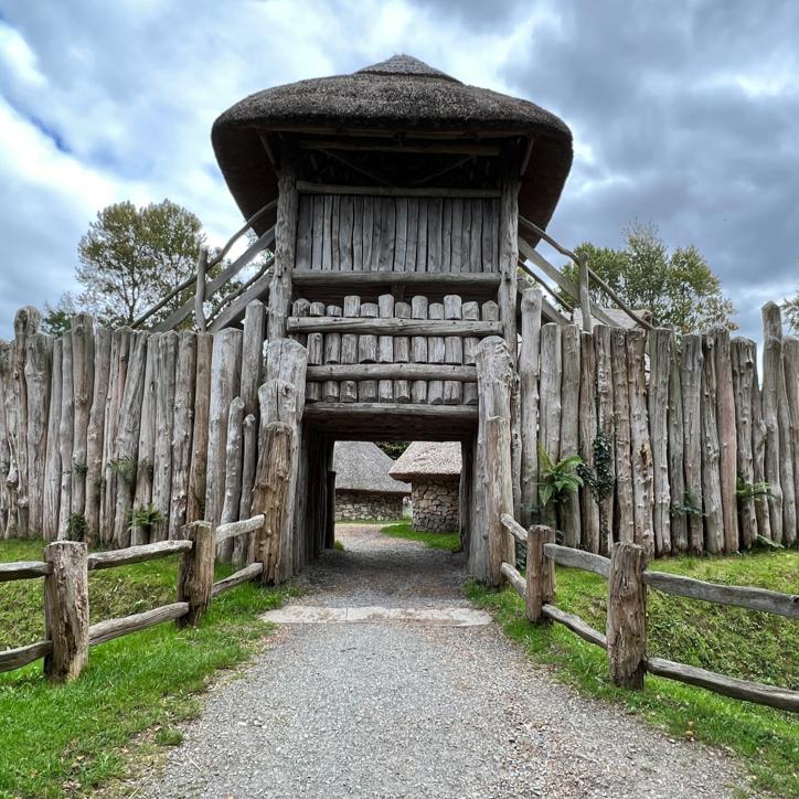 Entrance to the stoneage village at Irish Heritage Park.