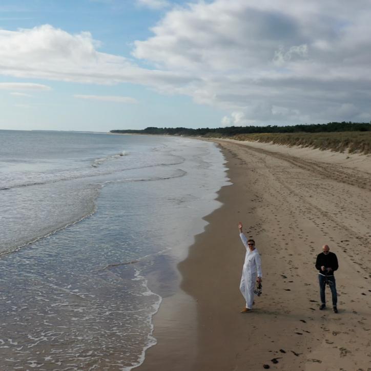 The drone capturing Curracloe Beach.