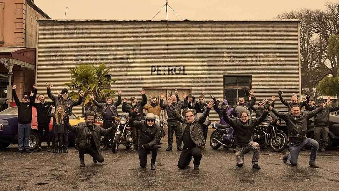 Group shot at the abandoned petrol station.