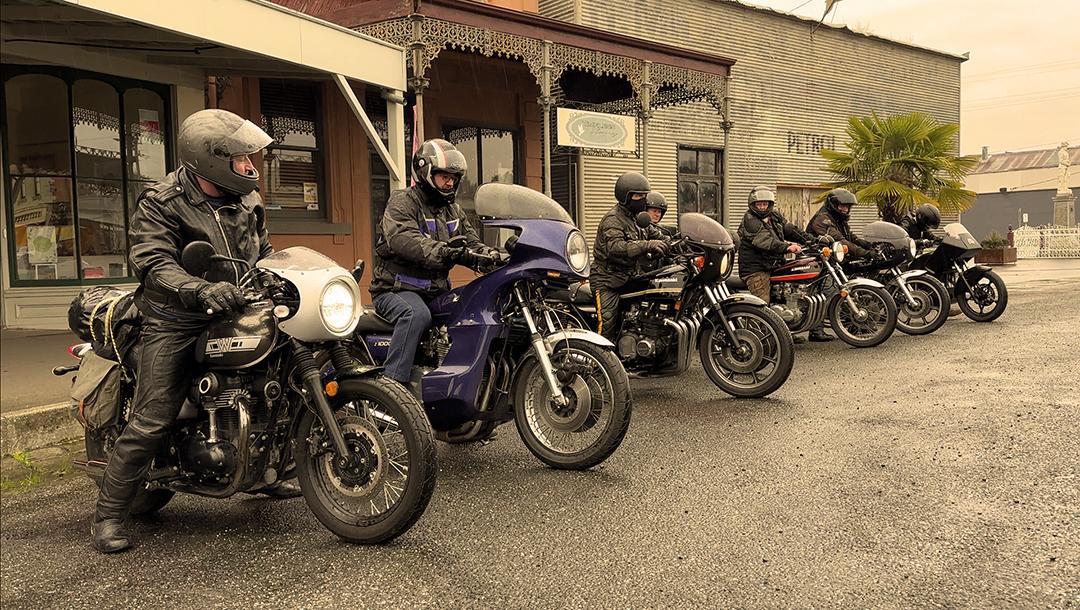 The bikers are geared up and ready to hit the road.