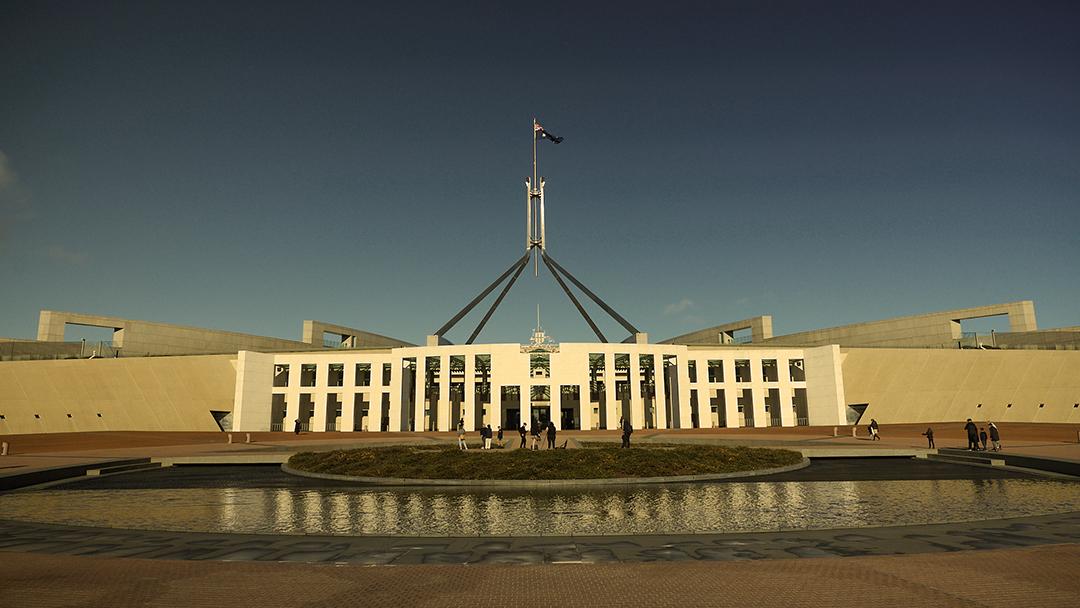 The Canberra Parliament House's reflecting pool.
