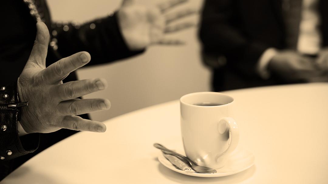No time for coffee, we've got interviews to shoot.