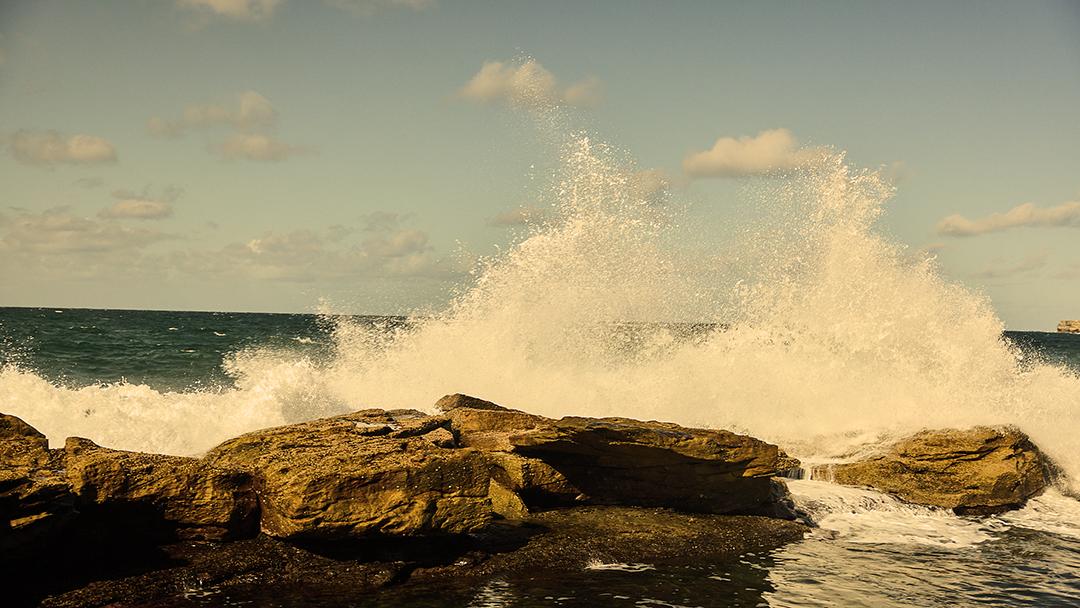 Crashing waves on Coogee Beach.