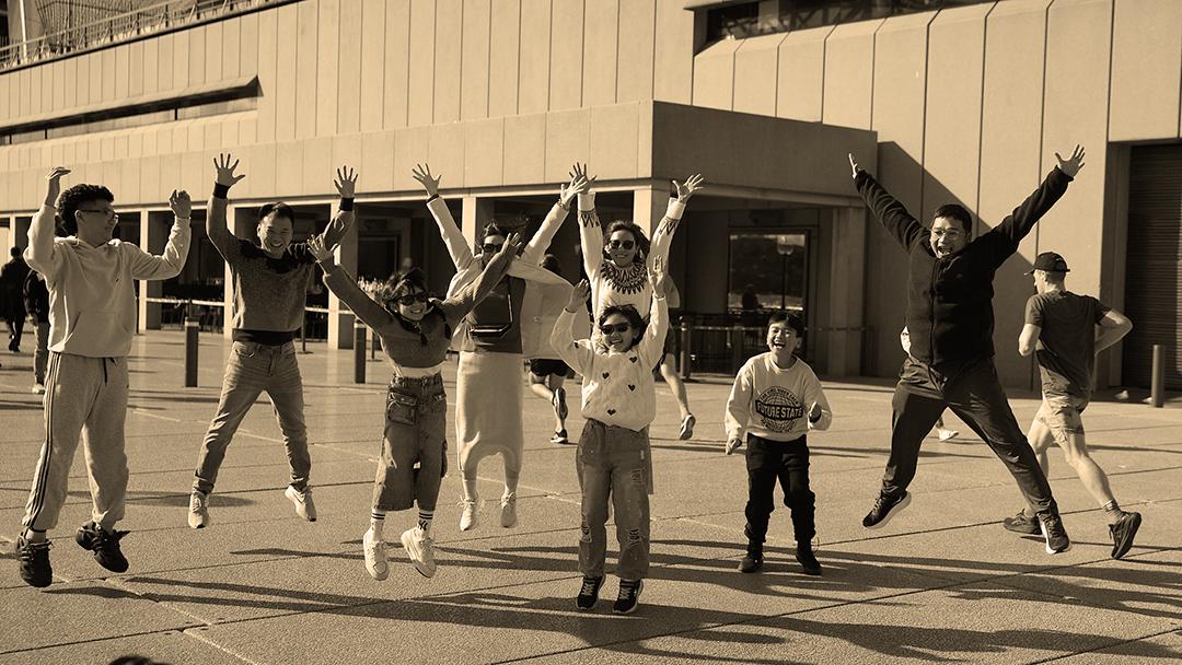 The local kids are clowning around.