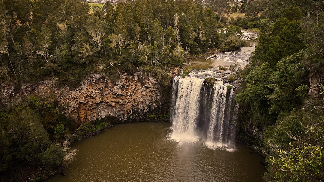 The first waterfall of the trip, Dangar Falls.