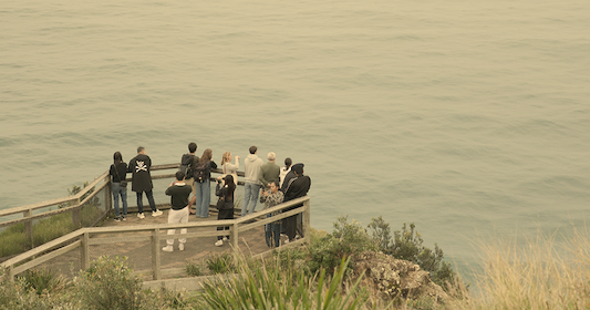 Some tourists admiring the scenic overlook.