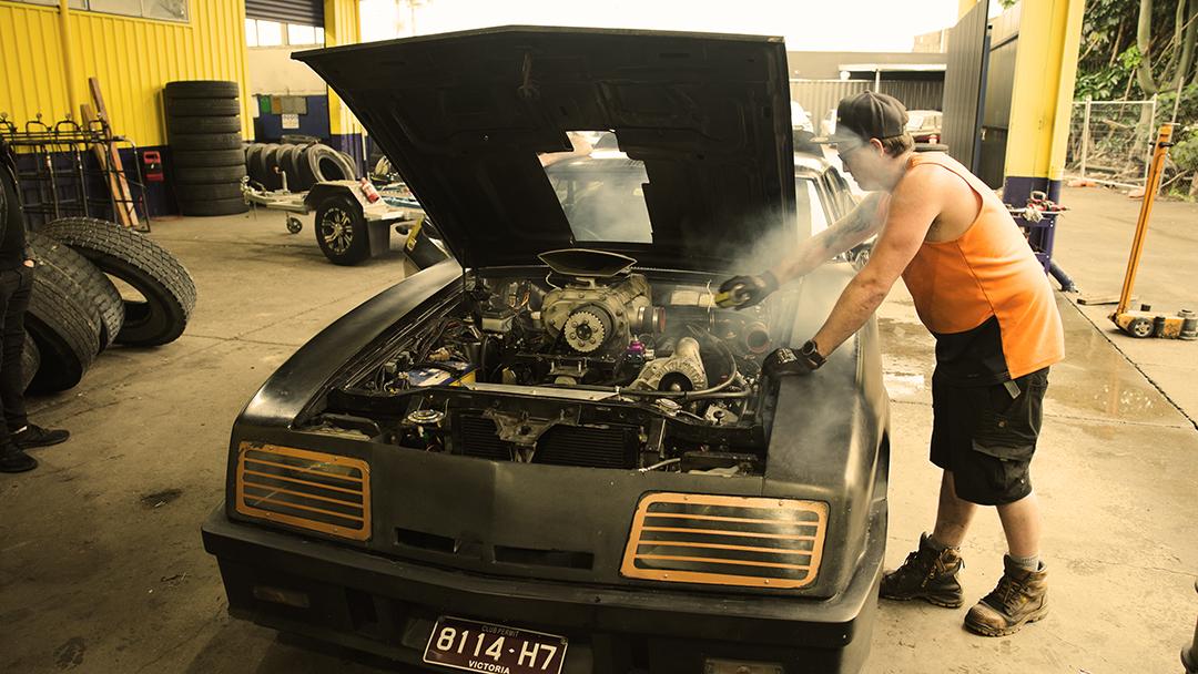 Flushing the Interceptor's engine.