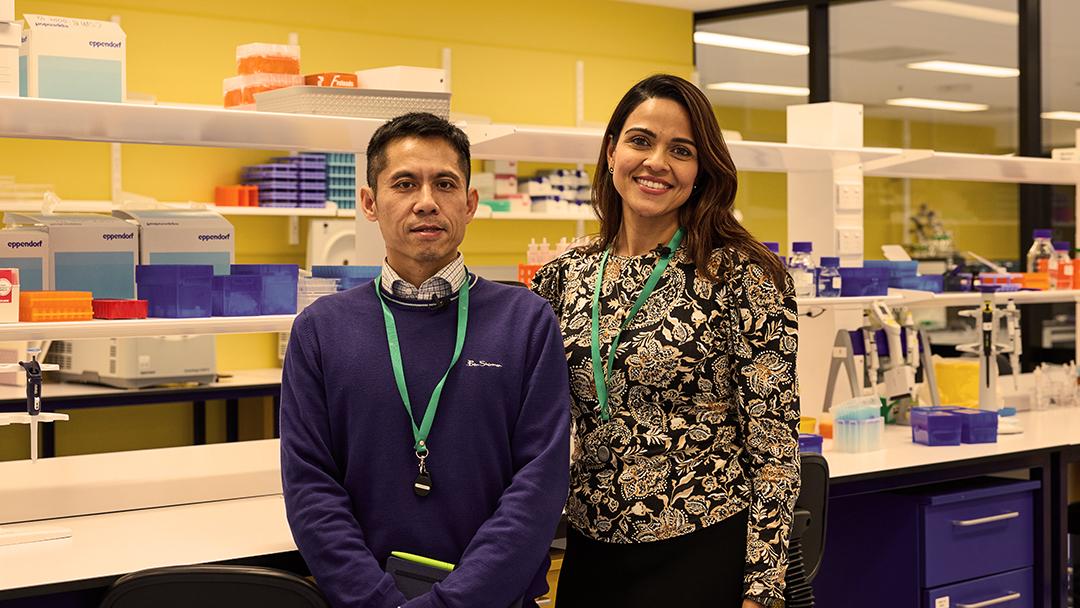Jason Wang and Harpreet Johal-Meredith in the Resolian lab.