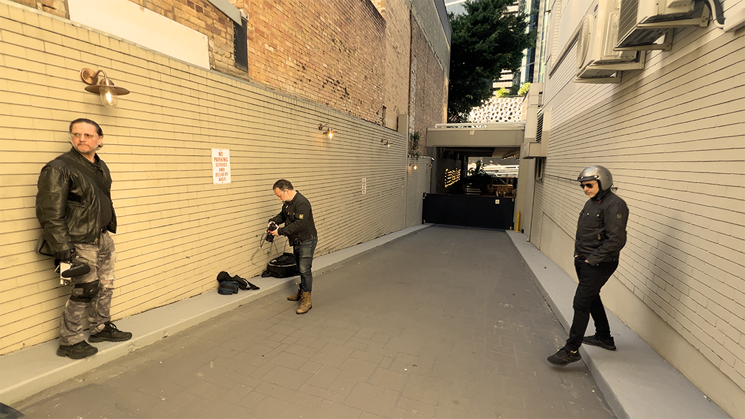 Hanging out in the alley like a bunch of hoodlums.